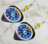 Def Leppard Adrenalize Guitar Pick Earrings with Yellow Swarovski Crystals