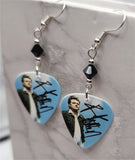 Def Leppard Rick Allen Guitar Pick Earrings with Black Swarovski Crystals