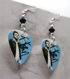 Def Leppard Rick Allen Guitar Pick Earrings with Black Swarovski Crystals