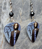 Def Leppard Vivian Campbell Guitar Pick Earrings with Black Swarovski Crystals