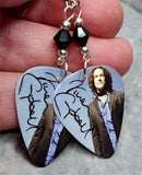 Def Leppard Vivian Campbell Guitar Pick Earrings with Black Swarovski Crystals