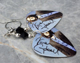 Def Leppard Vivian Campbell Guitar Pick Earrings with Black Swarovski Crystals