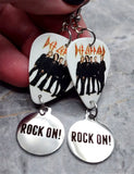 Def Leppard Group Picture and Logo Rock On Guitar Pick Earrings