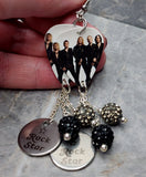 Def Leppard Guitar Pick Earrings with Rock Star Charm and Pave Bead Dangles
