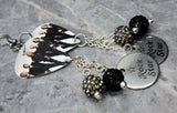 Def Leppard Guitar Pick Earrings with Rock Star Charm and Pave Bead Dangles