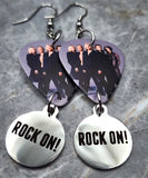 Def Leppard Rock On Guitar Pick Earrings