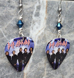 Def Leppard Guitar Pick Earrings with Metallic Blue Swarovski Crystals
