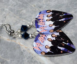 Def Leppard Guitar Pick Earrings with Metallic Blue Swarovski Crystals