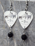 The Def Leppard E.P. Guitar Pick Earrings with Black Pave Bead Dangles