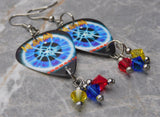 Def Leppard Adrenalize Guitar Pick Earrings with Swarovski Crystal Dangles