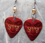 Def Leppard Slang Guitar Pick Earrings with Metallic Sunshine Swarovski Crystals