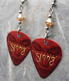 Def Leppard Slang Guitar Pick Earrings with Metallic Sunshine Swarovski Crystals