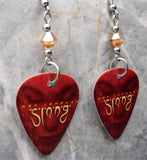 Def Leppard Slang Guitar Pick Earrings with Metallic Sunshine Swarovski Crystals