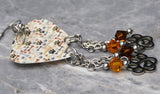 Dog Themed Guitar Pick Earrings with Stainless Steel Paw Print Charms and Swarovski Crystal Dangles