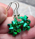 Green Christmas Bow Earrings