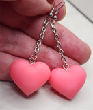 Dangling Large Pink Heart Earrings