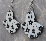 White with Black Flower Ghost Acrylic Earrings - Fun