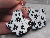 White with Black Flower Ghost Acrylic Earrings - Fun