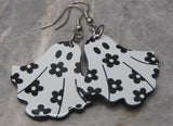 White with Black Flower Ghost Acrylic Earrings - Fun