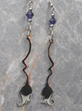 Witch's Broomstick Stainless Steel Earrings with Purple Swarovski Crystals