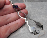 Witch's Broomstick Stainless Steel Earrings with Purple Swarovski Crystals