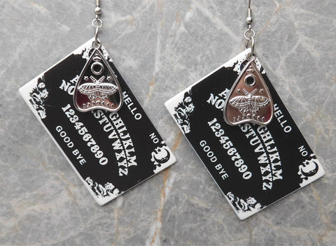 Acrylic Spirit Board Earrings with Stainless Steel Planchettes