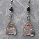 Lunar Month Planchette Stainless Steel Earrings with Black Swarovski Crystals