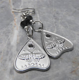 Lunar Month Planchette Stainless Steel Earrings with Black Swarovski Crystals