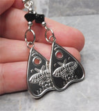 Lunar Month Planchette Stainless Steel Earrings with Black Swarovski Crystals