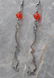 Witch's Broomstick Stainless Steel Earrings with Orange Swarovski Crystals