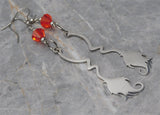 Witch's Broomstick Stainless Steel Earrings with Orange Swarovski Crystals