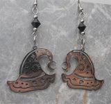 Witch or Warlock Hat Stainless Steel Earrings with Black Swarovski Crystals