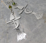 Witchy Stainless Steel Earrings with Green and Topaz Two Toned Swarovski Crystals