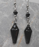 Black Enamel Coffin Earrings with Black Swarovski Crystals