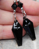 Black Enamel Coffin Earrings with Black Swarovski Crystals