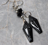 Black Enamel Coffin Earrings with Black Swarovski Crystals