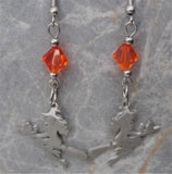 Witch On A Broomstick Stainless Steel Earrings with Dark Orange Swarovski Crystals