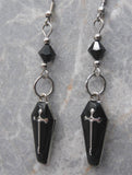 Black Enamel Coffin Earrings with Black Swarovski Crystals