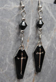 Black Enamel Coffin Earrings with Black Swarovski Crystals