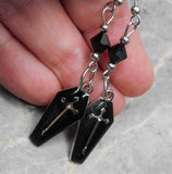 Black Enamel Coffin Earrings with Black Swarovski Crystals