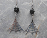 Stainless Steel Spiderweb Earrings with Black Pave Beads