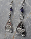 Lunar Month Planchette Stainless Steel Earrings with Purple Swarovski Crystals