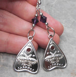 Lunar Month Planchette Stainless Steel Earrings with Purple Swarovski Crystals