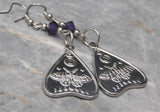 Lunar Month Planchette Stainless Steel Earrings with Purple Swarovski Crystals