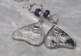 Lunar Month Planchette Stainless Steel Earrings with Purple Swarovski Crystals