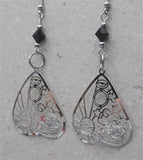 Night and Day Laser Cut Planchette Stainless Steel Earrings with Black Swarovski Crystals