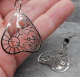 Night and Day Laser Cut Planchette Stainless Steel Earrings with Black Swarovski Crystals