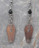 Stainless Steel Coffin Earrings with Black Swarovski Crystals