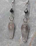 Stainless Steel Coffin Earrings with Black Swarovski Crystals