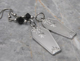 Stainless Steel Coffin Earrings with Black Swarovski Crystals